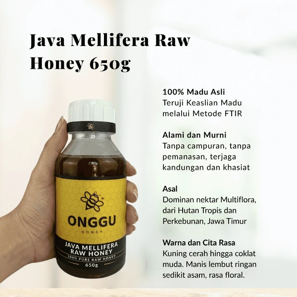 Madu Murni Onggu Java Mellifera Raw Honey 650 gr – 100% Nektar Alami, Tanpa Campuran