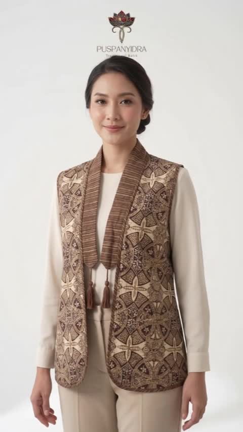 Gendis Vest Batik Wanita Warna Alam Cokelat | Outer Batik Tanpa Lengan Elegan