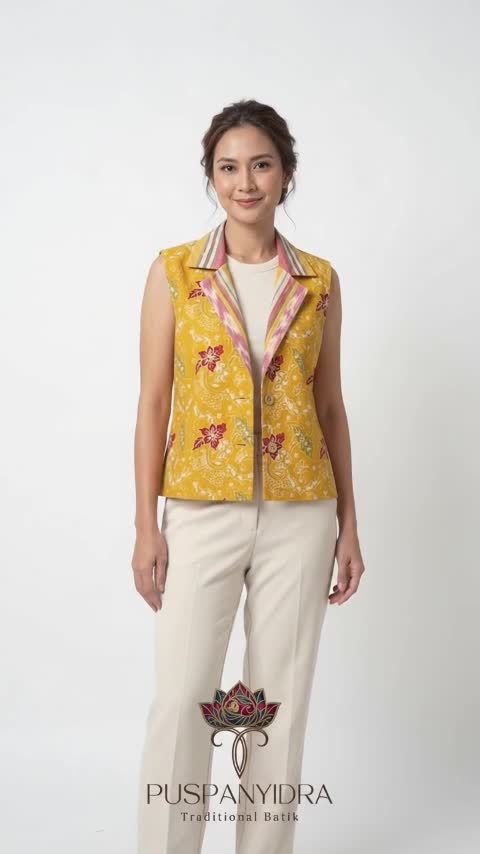 Outer Vest Batik Cap Wanita Modern - Kemuning Series / Rompi Batik Kekinian