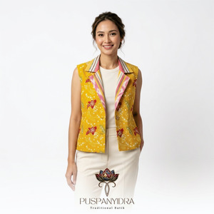 Outer Vest Batik Cap Wanita Modern - Kemuning Series / Rompi Batik Kekinian