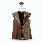 Outer Vest Batik Cap Wanita Asimetris - Gendis Series / Rompi Batik Cokelat Kekinian