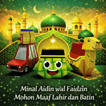 Mudik Lebaran isi 3 pcs, Papercraft Ichinogami (DIY), Mobil + Unta + Ketupat + Diorama