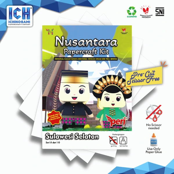NPK Sulawesi Selatan, sistem Die Cut (Terpotong) Papercraft Ichinogami (DIY) Diorama Heritage Adat Indonesia