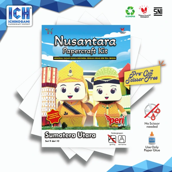 NPK Sumatera Utara, sistem Die Cut (Terpotong) Papercraft Ichinogami (DIY) Diorama Heritage Adat Indonesia