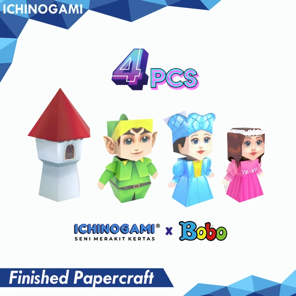 Oki & Nirmala Bobo isi 4 pcs, sistem Die Cut (Terpotong) Papercraft Ichinogami (DIY)
