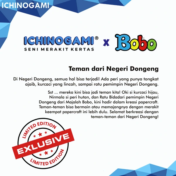 Oki & Nirmala Bobo isi 4 pcs, sistem Die Cut (Terpotong) Papercraft Ichinogami (DIY)