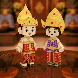 Payas Agung isi 2 pcs, Papercraft Ichinogami (DIY), Paper craft pasangan baju adat Bali Heritage
