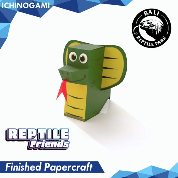 Reptile Friends isi 4 pcs, sistem Die Cut (Terpotong) Papercraft Ichinogami (DIY)