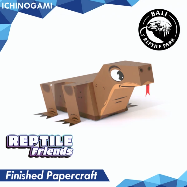 Reptile Friends isi 4 pcs, sistem Die Cut (Terpotong) Papercraft Ichinogami (DIY)