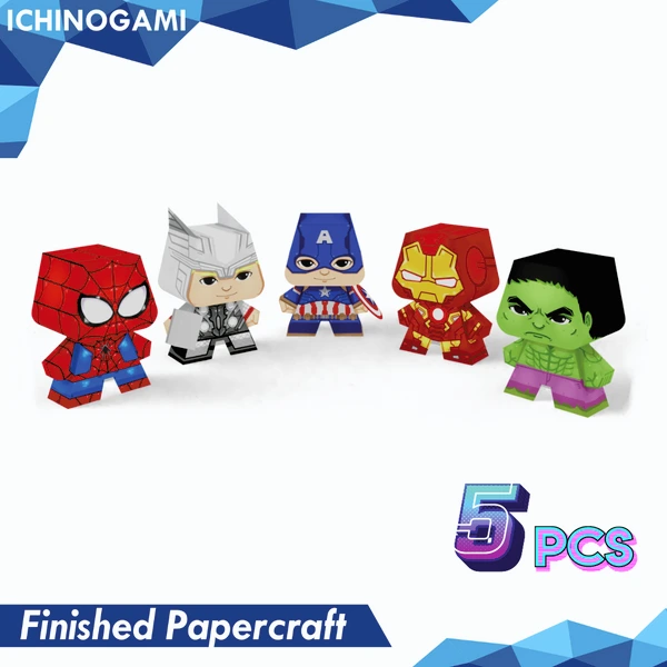 Super Hero Kids Set isi 5 pcs, sistem Die Cut (Terpotong) Papercraft Ichinogami (DIY)