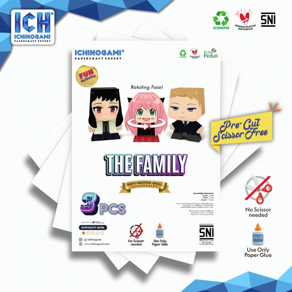 The Family isi 3 pcs, sistem Die Cut (Terpotong) Papercraft Ichinogami (DIY) – 4 Expressions