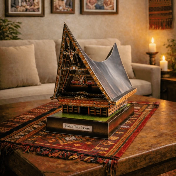 Toba Batak, Papercraft Ichinogami (DIY), isi 1 Set Landmark Sumatera Utara, Rumah Bolon, tinggi 20 cm