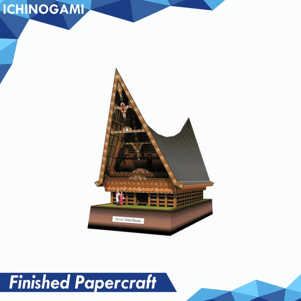 Toba Batak, Papercraft Ichinogami (DIY), isi 1 Set Landmark Sumatera Utara, Rumah Bolon, tinggi 20 cm