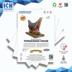Tongkonan Toraja House, Papercraft Ichinogami (DIY), Isi 1 Set Landmark Toraja Sulawesi Selatan, Lengkap dengan Base, Tinggi 22 cm