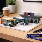 Transjakarta Series isi 3 pcs, sistem Die Cut (Terpotong) Papercraft Ichinogami (DIY) BRT, Electric Bus & Halte Iconic Tosari Jakarta