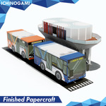 Transjakarta Series isi 3 pcs, sistem Die Cut (Terpotong) Papercraft Ichinogami (DIY) BRT, Electric Bus & Halte Iconic Tosari Jakarta