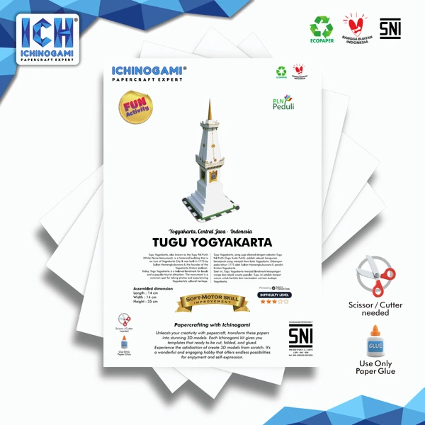 Tugu Yogyakarta, Papercraft Ichinogami (DIY), isi 1 set Landmark Yogyakarta, tinggi 25 cm