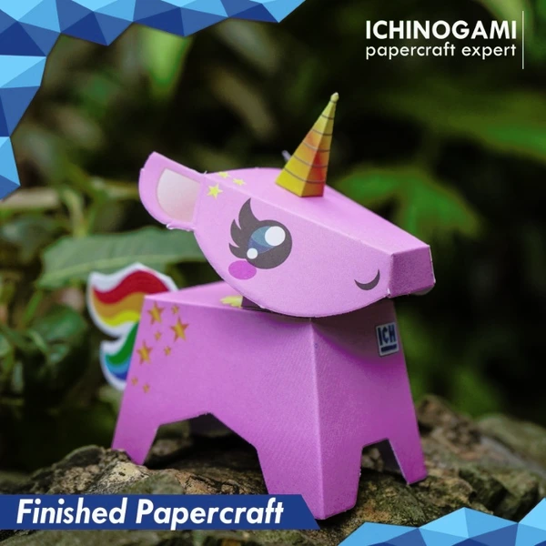 Unicorn Set isi 4 pcs, sistem Die Cut (Terpotong) Papercraft Ichinogami (DIY)