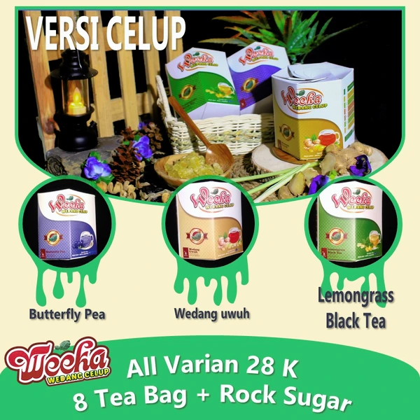Weeka Wedang Celup Teh Herbal Celup Isi 8 Kantong + Gula Batu