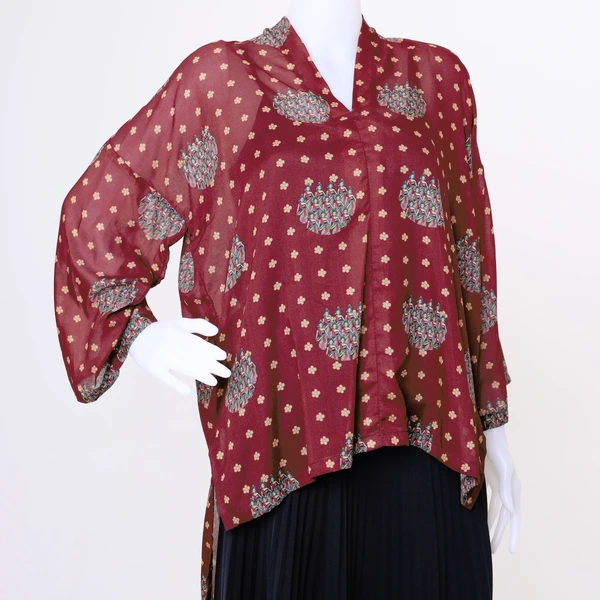 SEKAR BEKSA ASYMMETRIC BLOUSE | COKLAT MAROON