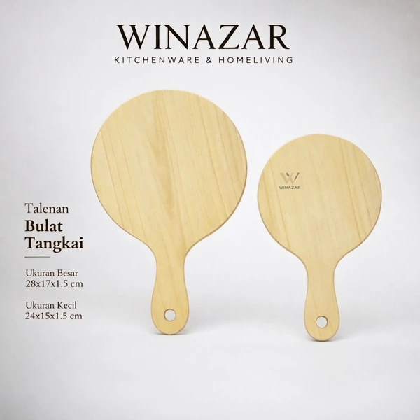 Winazar - Talenan Kayu Besar Tebal Bulat Gagang | Cutting Board Alas Potong Dapur -ORIGINAL