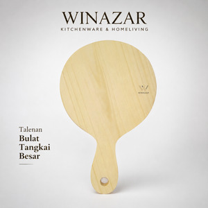 Winazar - Talenan Kayu Besar Tebal Bulat Gagang | Cutting Board Alas Potong Dapur -ORIGINAL