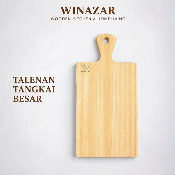 Winazar - Talenan Tangkai Besar Kayu Pinus | Talenan Dapur | Cutting Board Kayu Tebal & Halus