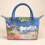 ZL DENIM PAINTED BAG Size Medium - Tas Full Denim Motif Lukis Tangan by Zenea Lukis