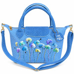 Dancing Flowers - ZL DENIM PAINTED BAG Size Medium - Tas Full Denim Motif Lukis Tangan by Zenea Lukis