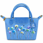 Dancing Flowers - ZL DENIM PAINTED BAG Size Medium - Tas Full Denim Motif Lukis Tangan by Zenea Lukis