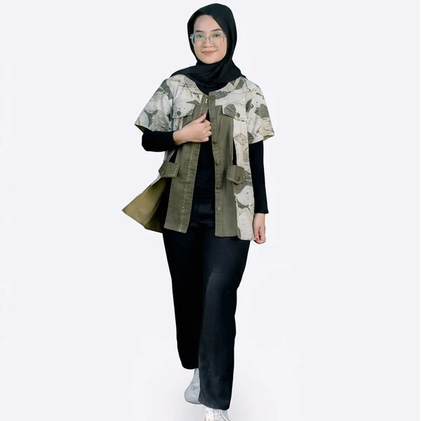 Outer ecoprint kombinasi corduray linen