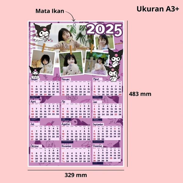 Kalender Dinding Satuan Custom Foto dan Desain Pilihan – 31 × 47 cm