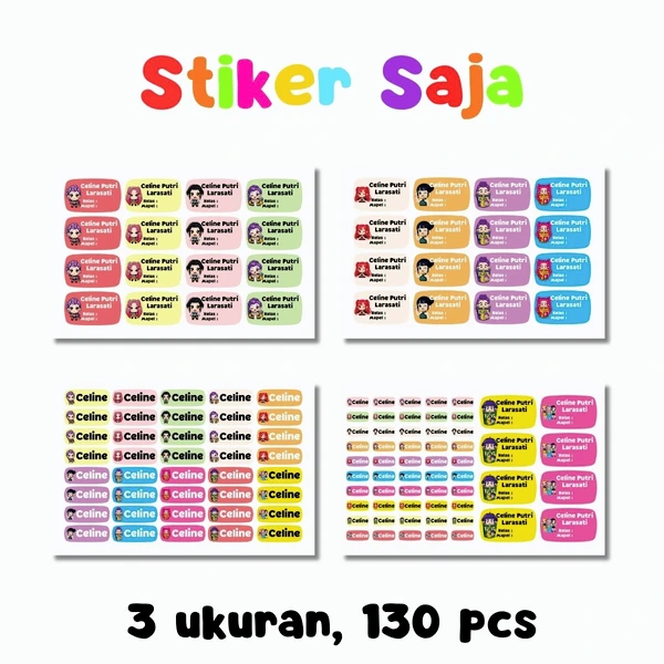 Stiker Nama Custom - Back To School 3 Ukuran