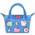 Apple Pop - ZL DENIM PAINTED BAG Size Medium - Tas Full Denim Motif Lukis Tangan by Zenea Lukis