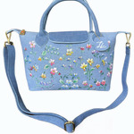 Spring Serenade - ZL DENIM PAINTED BAG Size Medium - Tas Full Denim Motif Lukis Tangan by Zenea Lukis