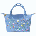 Spring Serenade - ZL DENIM PAINTED BAG Size Medium - Tas Full Denim Motif Lukis Tangan by Zenea Lukis
