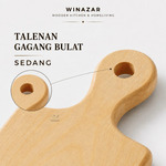 Winazar - Talenan Kayu Pinus Gagang Bulat Sedang | Talenan Dapur | Cutting Board Halus Tebal