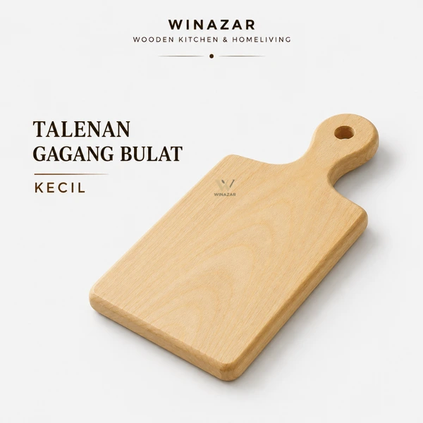 Winazar - Talenan Kayu Pinus Gagang Bulat Kecil | Talenan Dapur | Cutting Board Halus Tebal