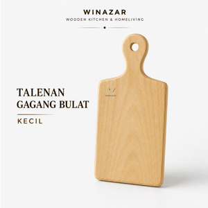 Winazar - Talenan Kayu Pinus Gagang Bulat Kecil | Talenan Dapur | Cutting Board Halus Tebal