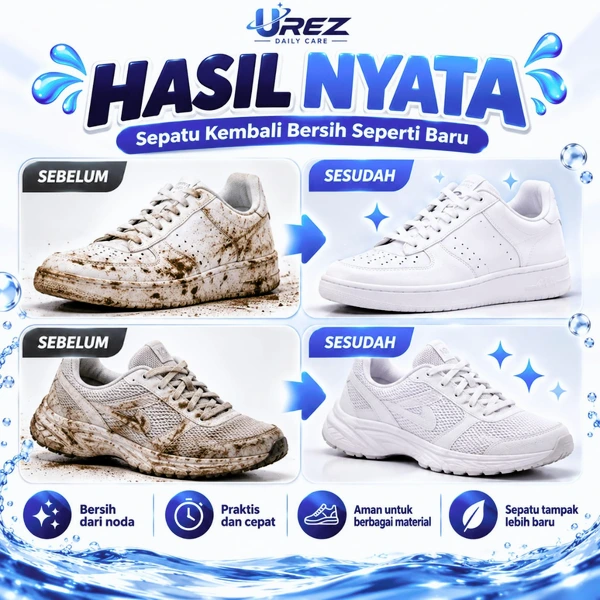 UREZ Pembersih Sepatu Putih Tanpa Bilas Foam Cleaner