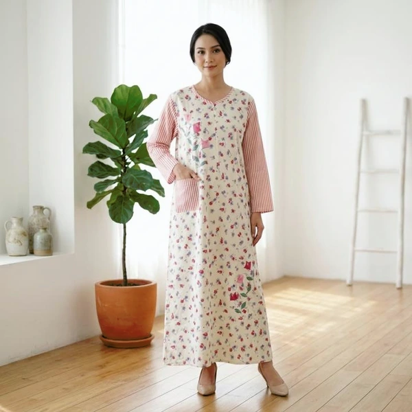 Abaya Simply 7/8 Bordir Cantik - Marsalia Embroidery