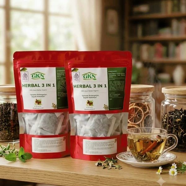 Teh Herbal 3 in 1 Peluruh Batu Ginjal/Sakit Pinggang (daun herbal Tempuyung, Kumis Kucing, Keji Beling) -30 Celup