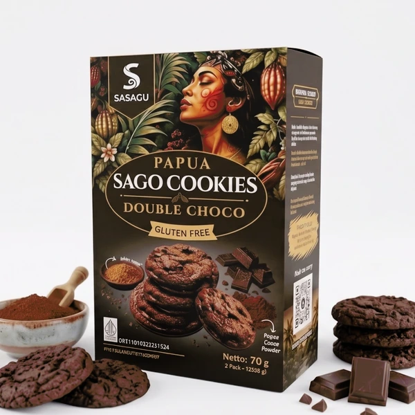 Sasagu Papua Sago Cookies Double Choco Gluten Free